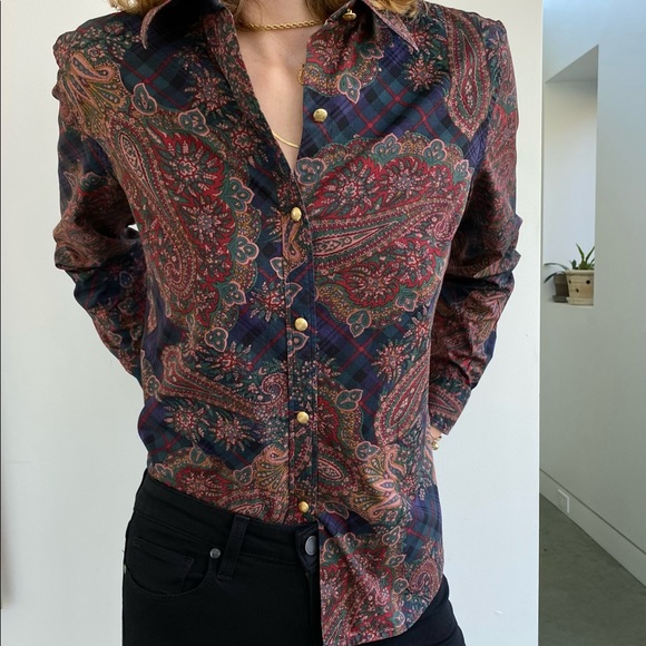 Vintage Chaps Paisley Button Down - Size PL (EUC) - Picture 2 of 8